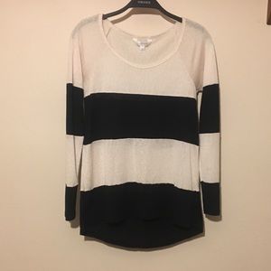 Black and Beige Striped Long Sleeve Top